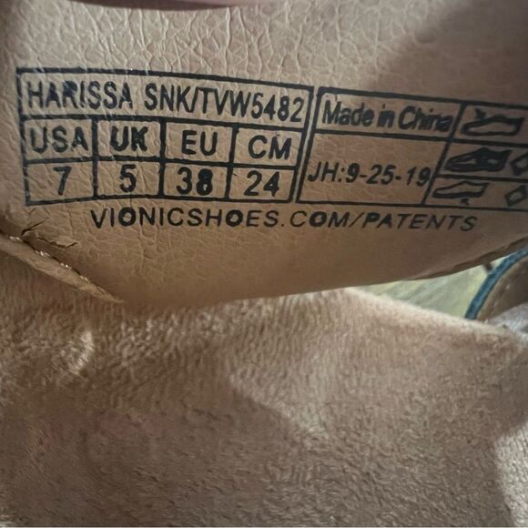 Vionic Harissa Indigo Blue Snakeskin Leather Gladiator Flat Comfort Sandal sz 7M - Picture 6 of 6